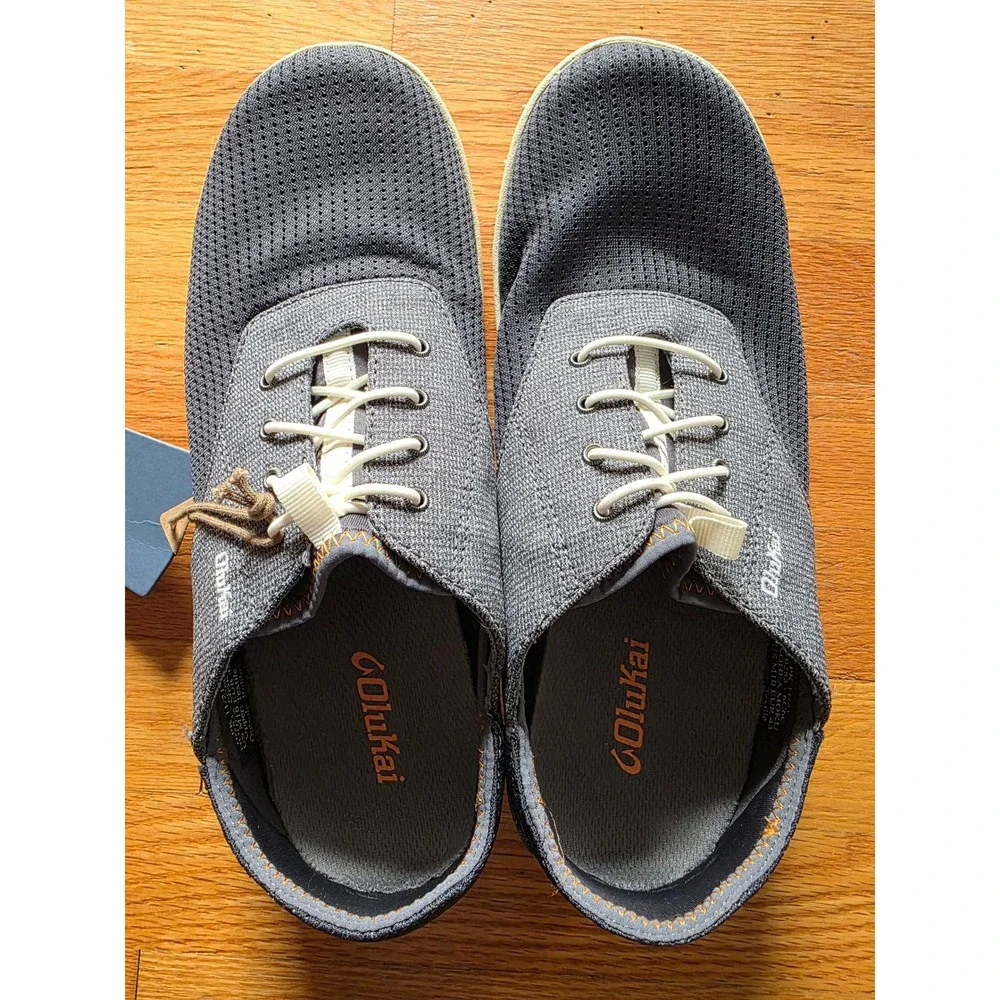 Olukai Nohea Moku Boat Shoe Mens 10 Dark Shadow Gray Outdoor Beach Vacation